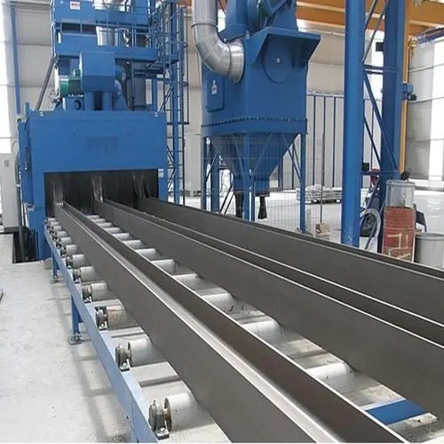 云南自动环保大型输送工业钢材喷砂机及其应用